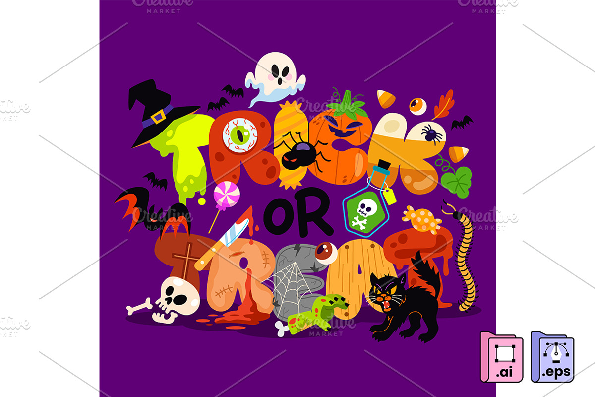 Spooky Trick or Treat Halloween, a Seasonal Illustration by MISS CHATZ