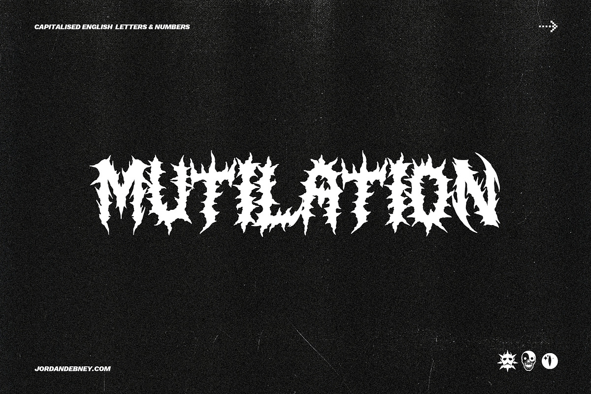 MUTILATION Font, a Font by Jordan Debney Art (Photo 1 of 4)