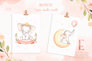 Lovely Pink Elephants Watercolor Set