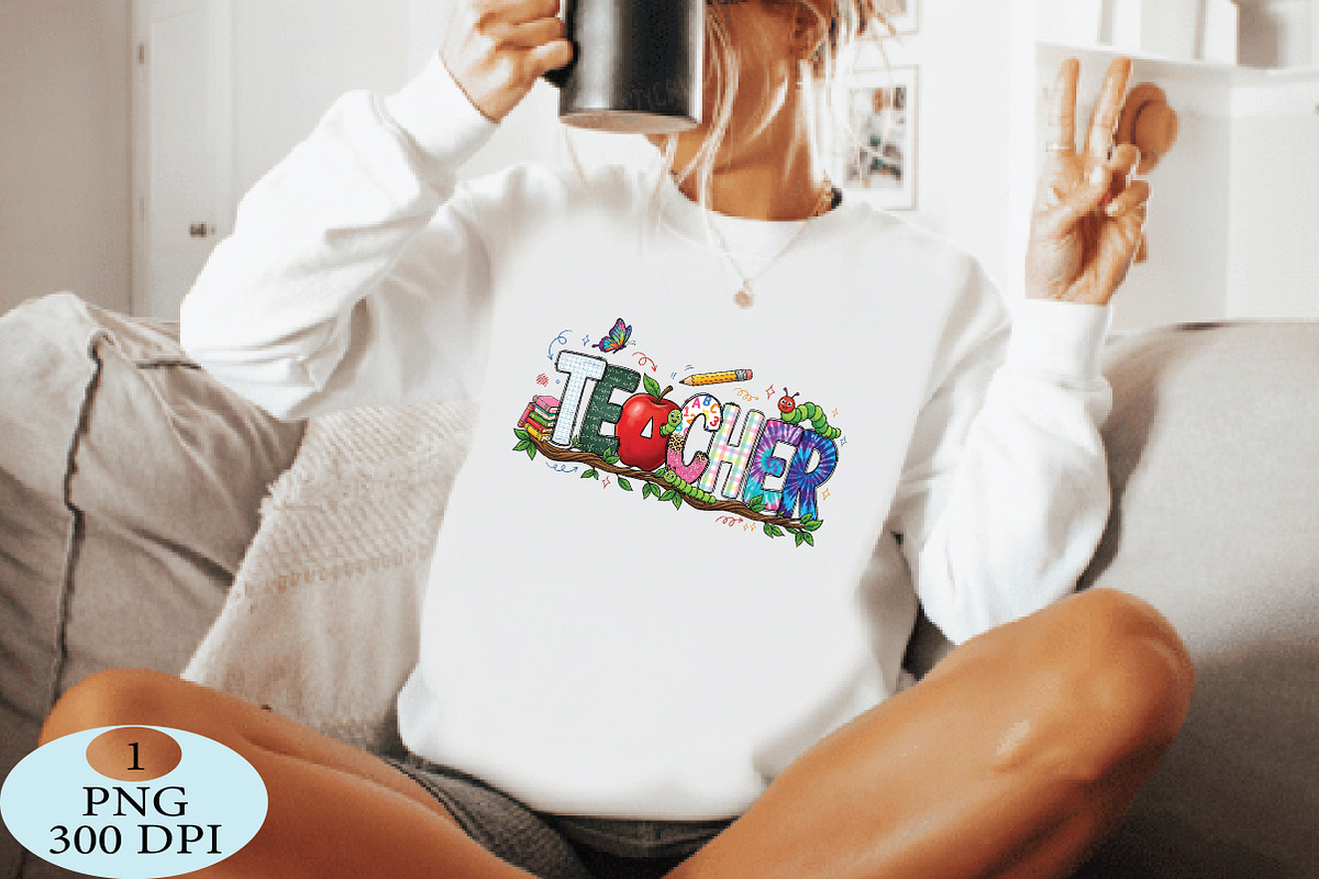Teacher Design PNG Sublimation, a Seasonal Illustration by Daily.Designs (Photo 4 of 4)