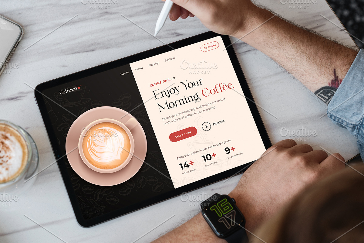 Coffee Shop Website Header Template, an UI Kit Template by Tanvir Ahammed Tamim (Photo 3 of 4)