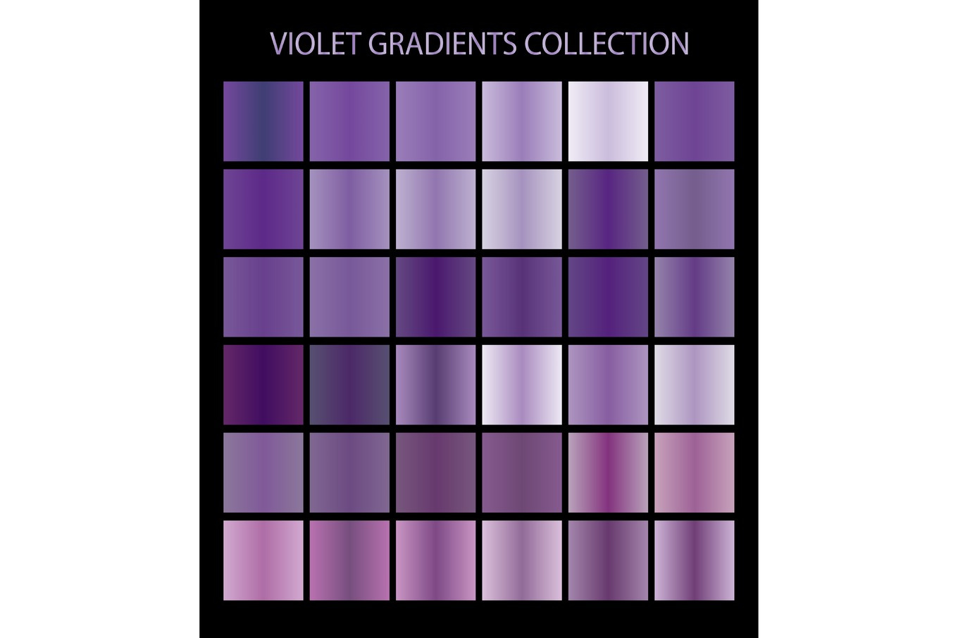36 vector violet color gradients, a Gradient Add-On by Ederella
