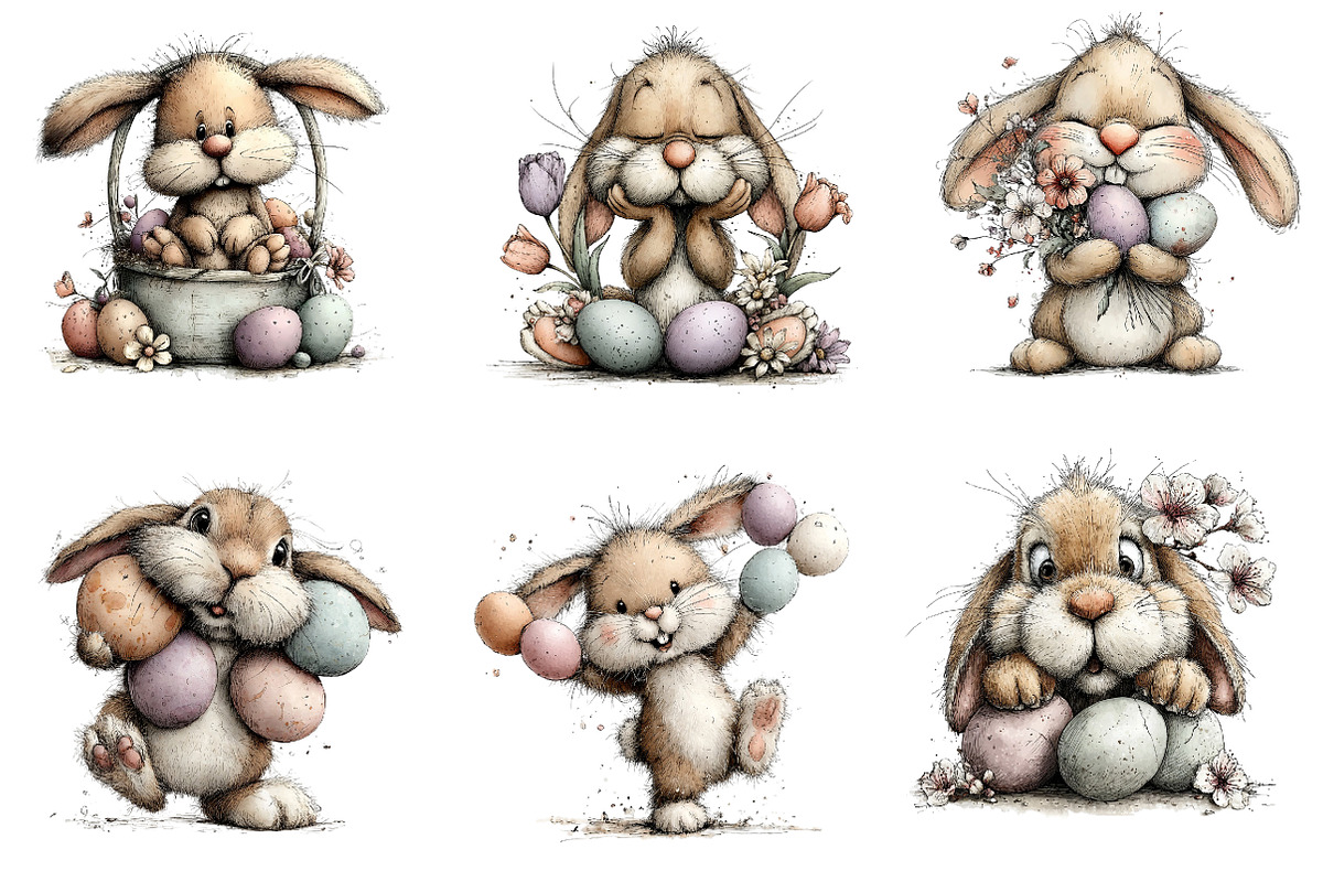 Whimsical Easter Rabbit Clipart, an Illustration by Dream Creation (Photo 6 of 7)