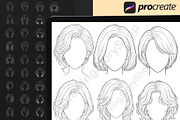 150Procreate Female Hairstyle Stamps, a Brush Add-On by DrawingStoryShop (Thumbnail 3 of 6)