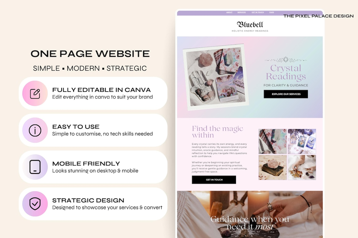 Editable Canva Website Template, a Landing Page Template by The Pixel Palace (Photo 2 of 8)