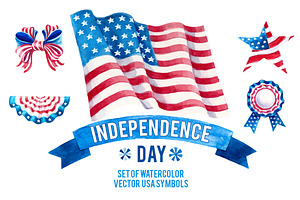 USA Independence day watercolor set