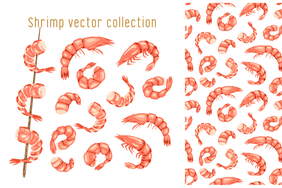 Shrimp vector illustration, a Pattern Graphic by MalinaShop