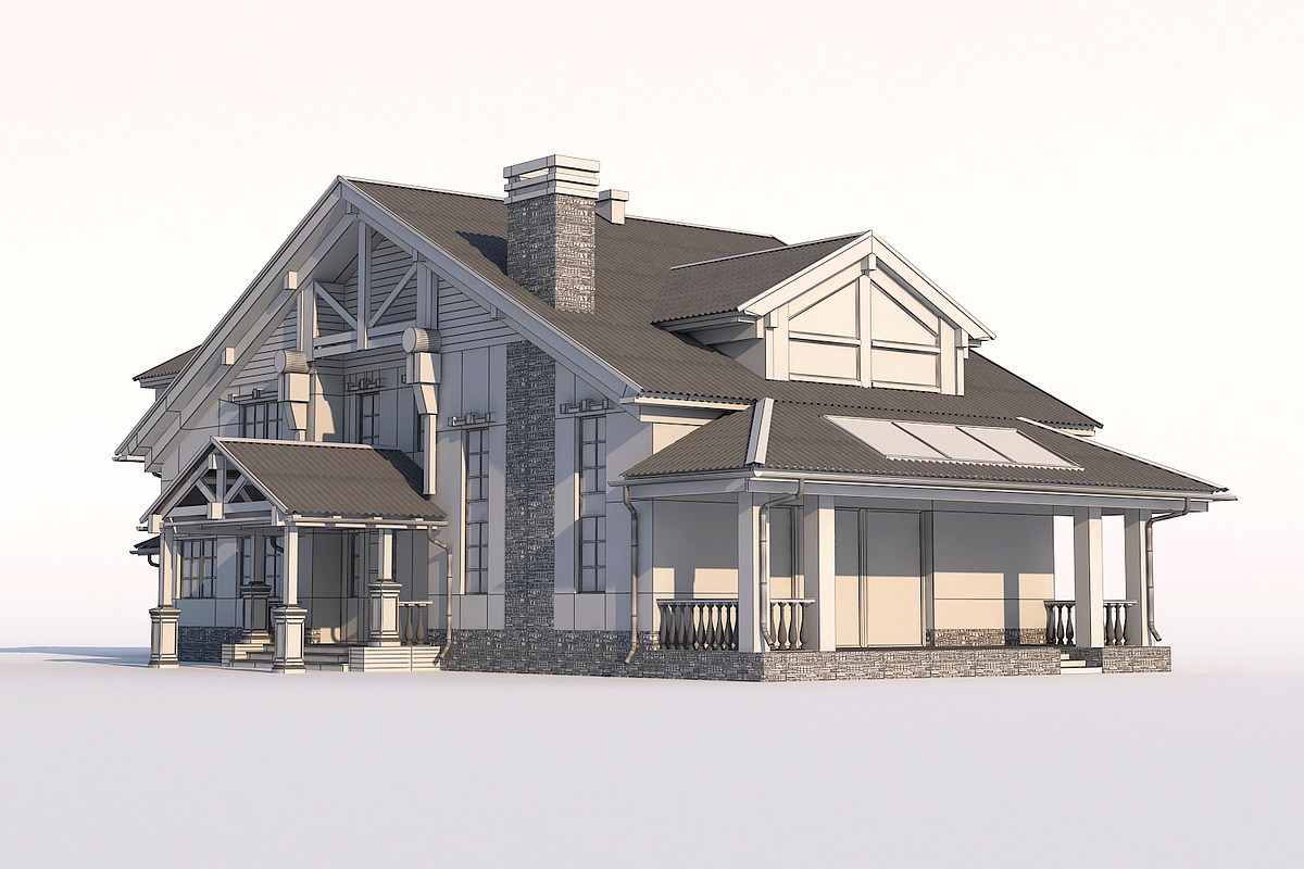 A Chalet house with a garage, an Architecture 3D Model by profdesign (Photo 18 of 21)