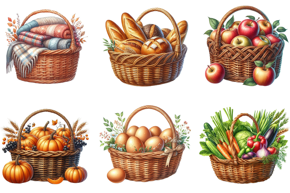 Wicker Baskets Clipart, an Illustration by DreamArtGraphic (Photo 4 of 5)