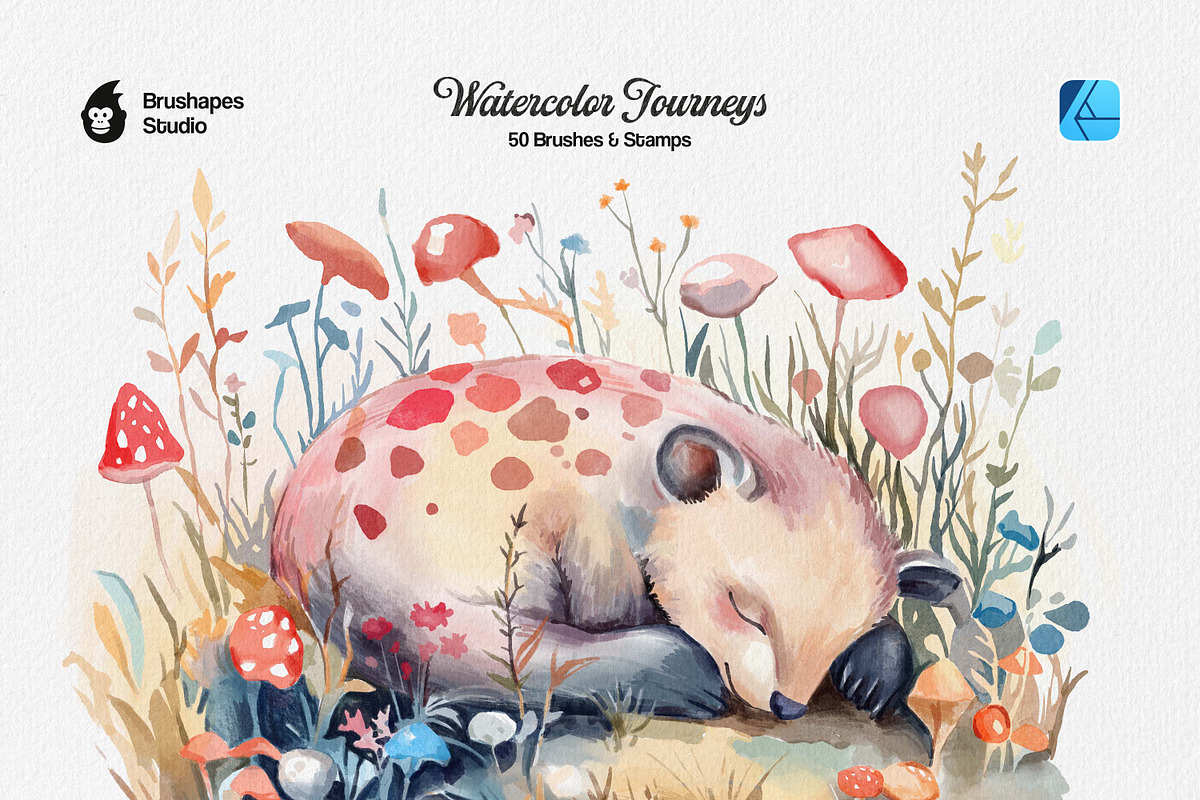 Watercolor Journeys Affinity Brushes, a Brush Add-On by brushapes.com (Photo 3 of 11)