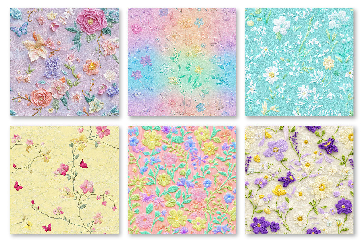 Pastel Floral Digital Paper, a Texture Graphic by Dream Creation (Photo 4 of 6)
