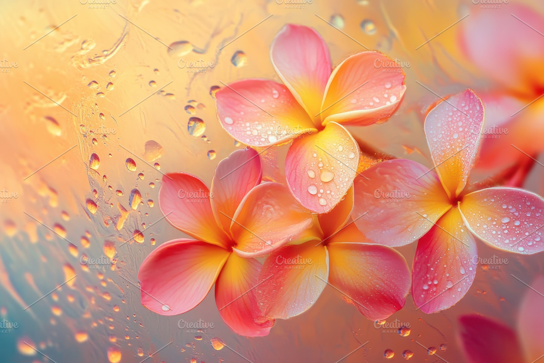 Elegant coral and yellow plumeria, a Photo by Pavel_design