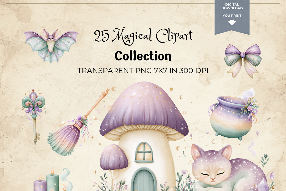 Magical Moon Junk Journal Mini Kit, a Decorative Illustration by Print Haven Mochi Vintage (Photo 2 of 9)