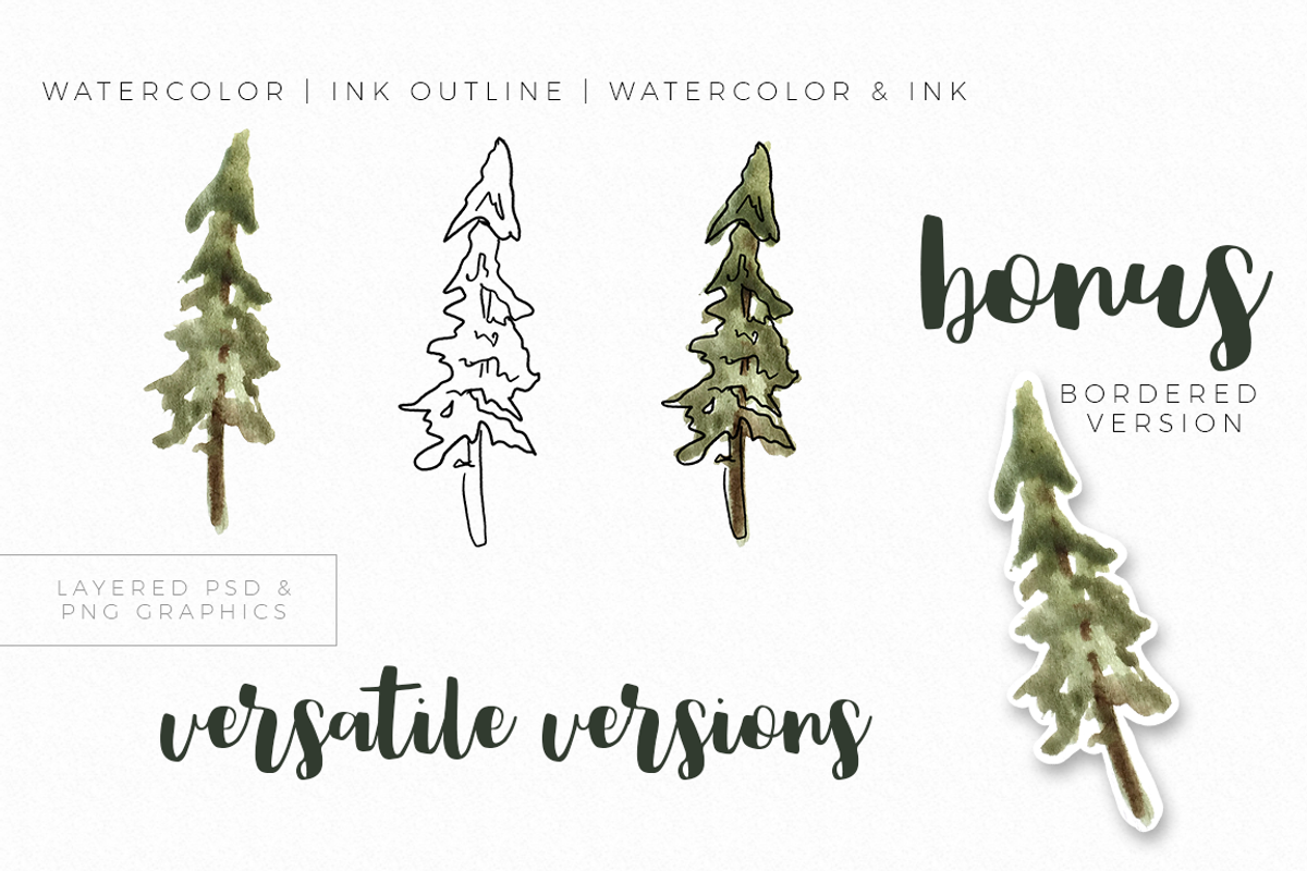 Evergreen Forest Watercolor, an Illustration by plaidGecko (Photo 3 of 4)