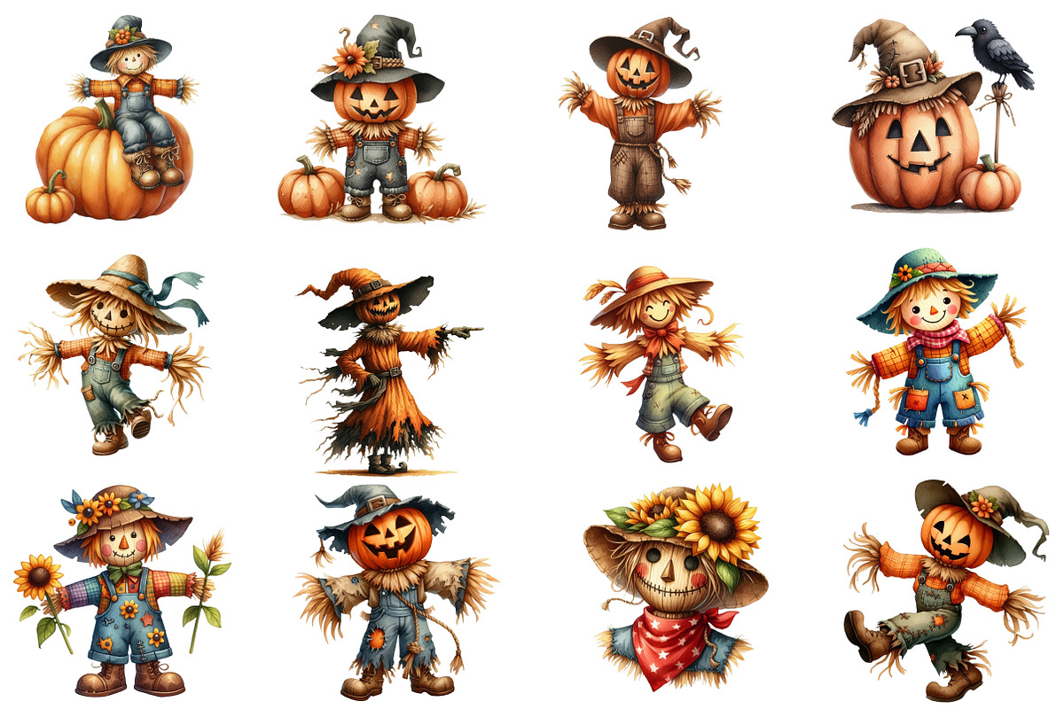 Halloween Scarecrows clipart, an Illustration by Designworld (Photo 4 of 5)