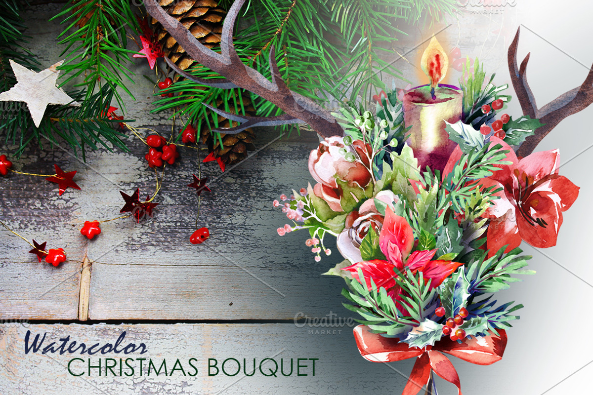 Christmas Decorative  Bouquet, an Animal Illustration by Marina Grau (Photo 1 of 2)