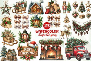 Warm Rustic Christmas Clipart, an Illustration by CreationArt