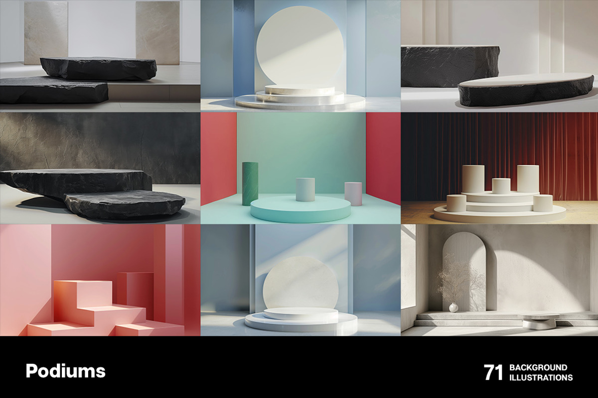 Podiums. 71 images, a Decorative Illustration by Handmadefont (Photo 11 of 14)