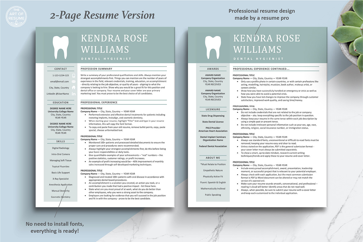Dental Hygienist Resume | Dentist CV, a Resume Template by The Art of Resume (Photo 3 of 8)