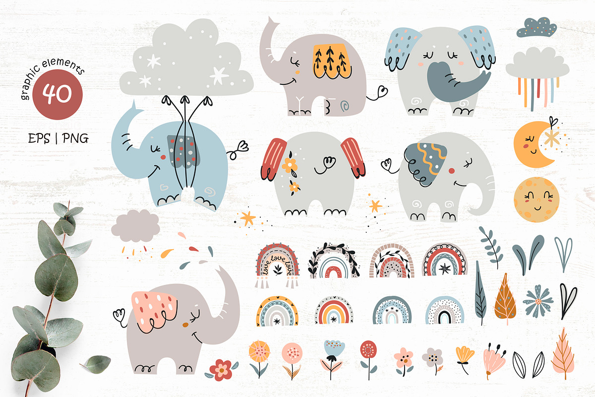 Boho elephants Collection, a Graphic by Nafanya (Photo 3 of 11)