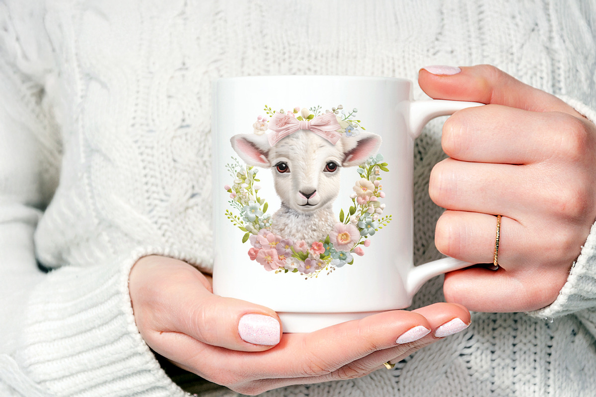 Embroidery Easter Sheep & Flower PNG, an Object Graphic by V Design Creator (Photo 7 of 8)