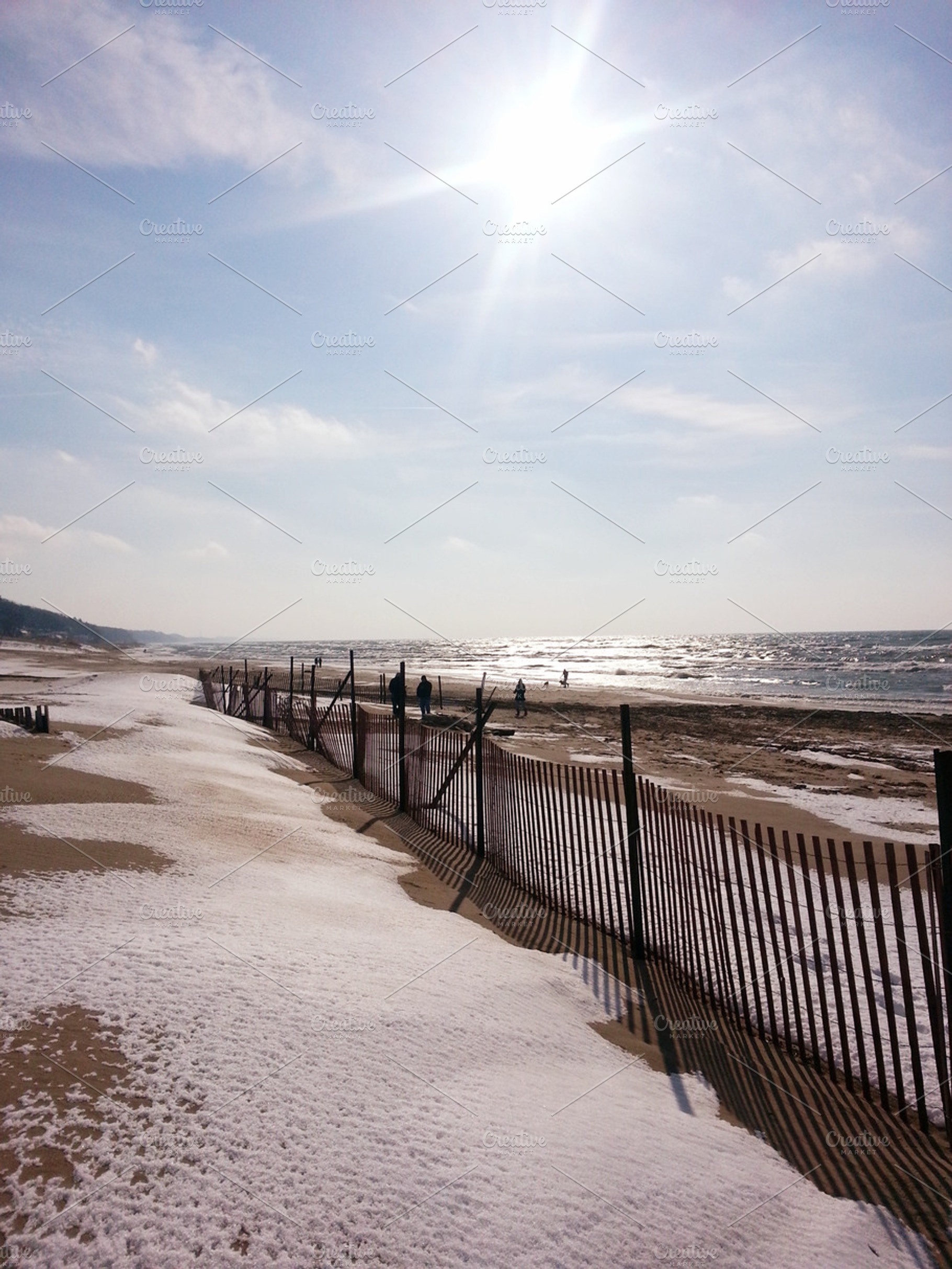 Snowy Wintery Beach Lake Michigan, a Nature Photo by Cordial Punch Press