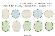 Watercolor Textures, Strokes & Frame, a Texture Graphic by DreamoraArt (Thumbnail 8 of 11)