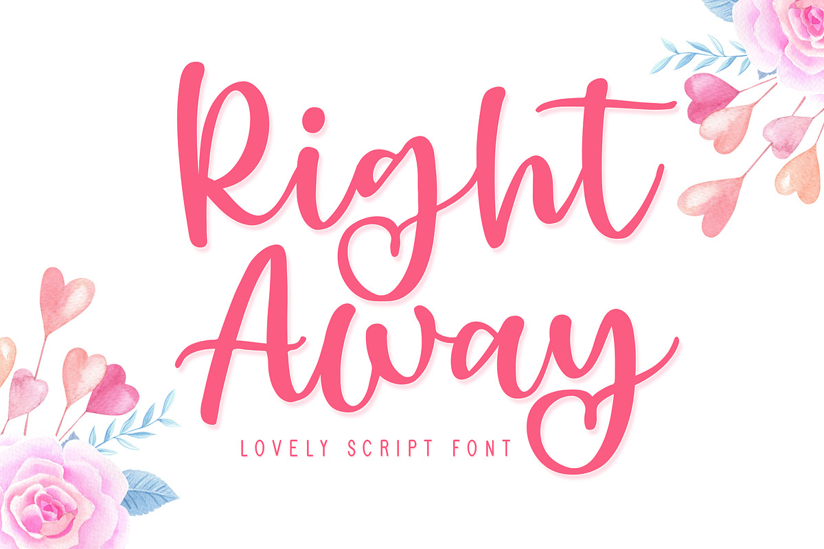 Right Away - Lovely Script Font, a Script Font by Fokira (Photo 1 of 7)