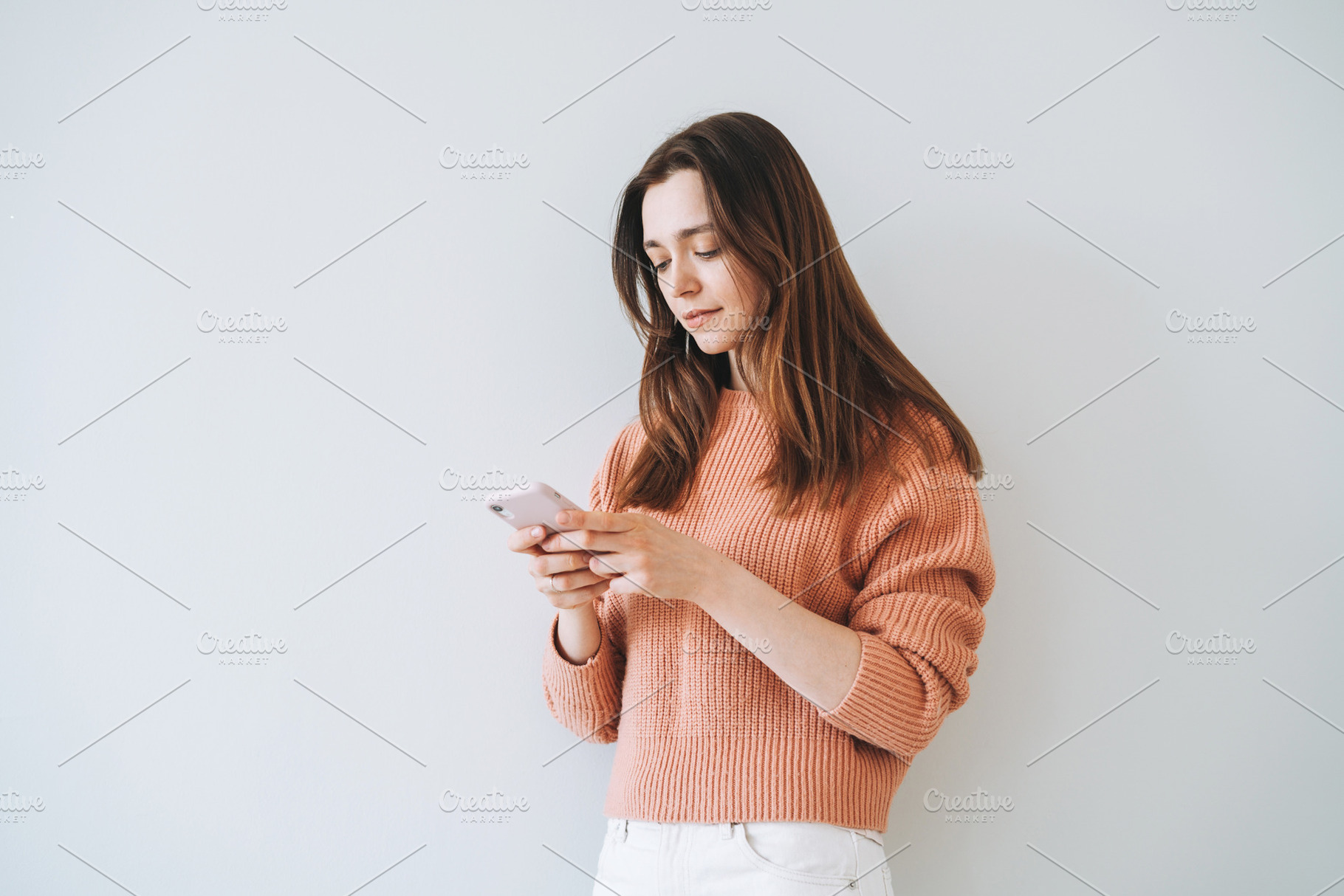 Portrait of young woman with mobile, a Person Photo by Galina_Zhigalova