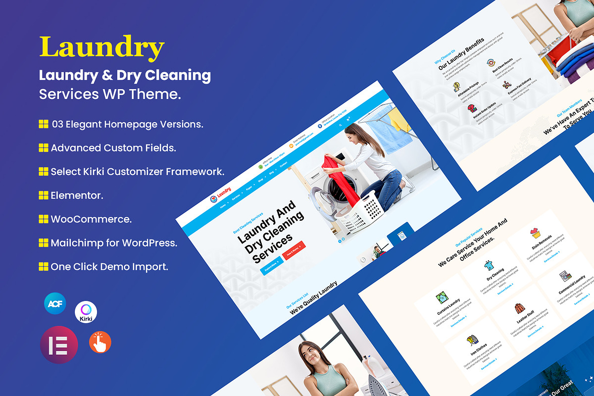 Laundry & Washing WordPress theme, a WordPress Template by CodexCoder Themes
