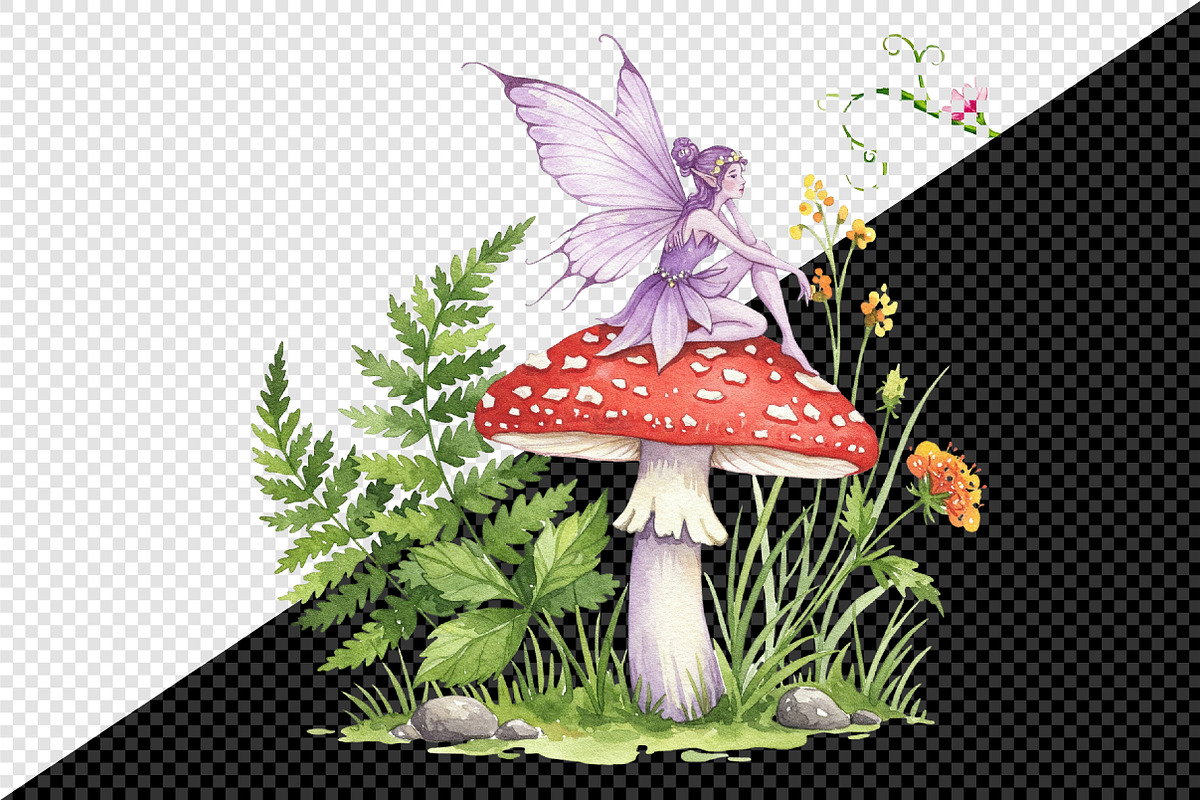 Watercolor Magical Garden Purple Png, an Illustration by Creative Art (Photo 2 of 7)