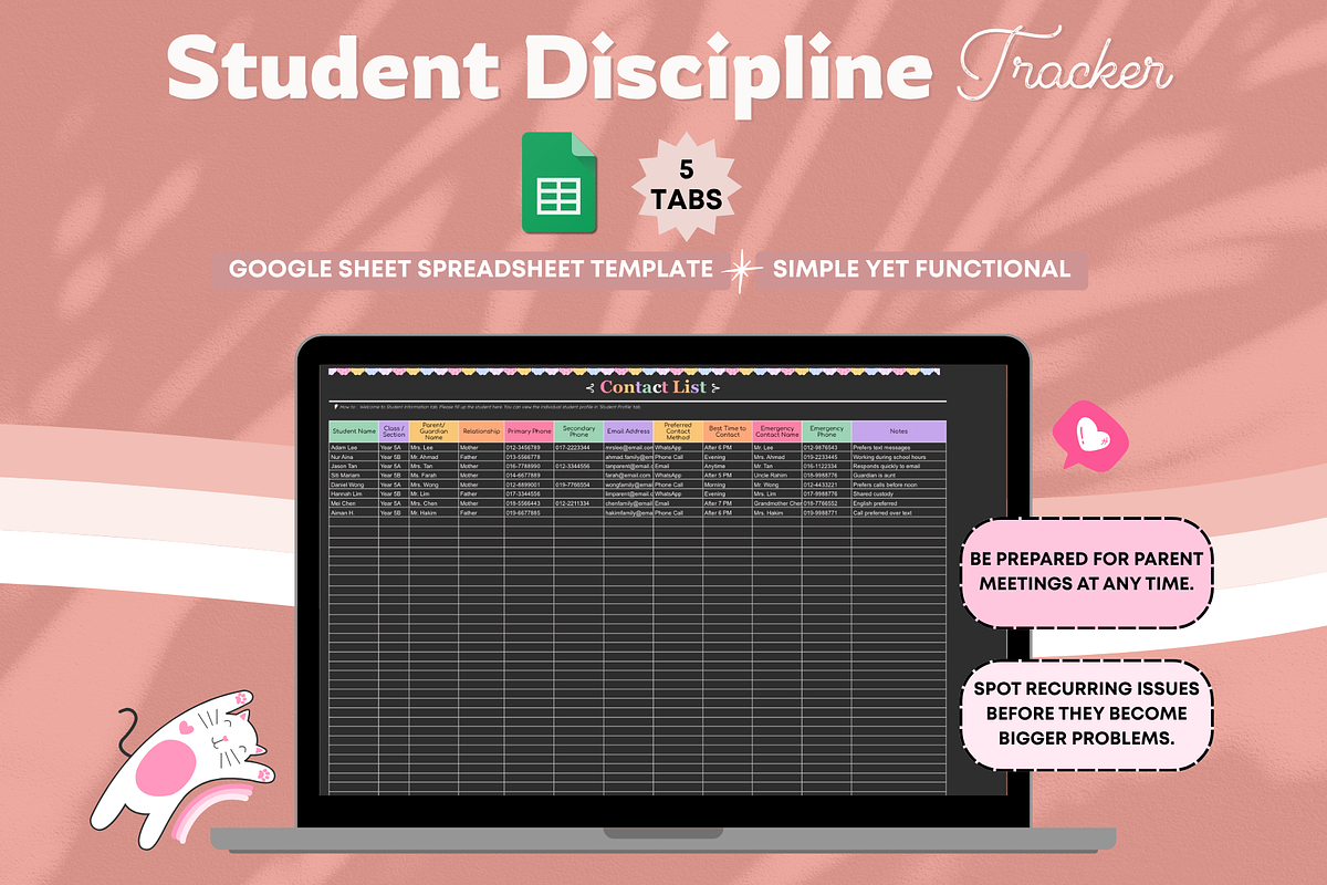 Student Discipline Tracker, a Stationery Template by bellaROSEworkshop (Photo 3 of 6)