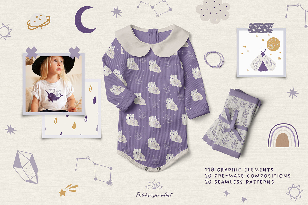 Celestial Animals clipart & pattern, an Animal Illustration by polikarpovaart (Photo 2 of 10)