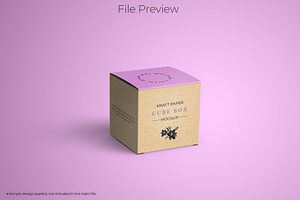 Kraft Paper Cube Box Package Mockup