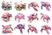 Pink Sea Turtle Clipart PNG, an Illustration by Dream Creation (Thumbnail 4 of 5)