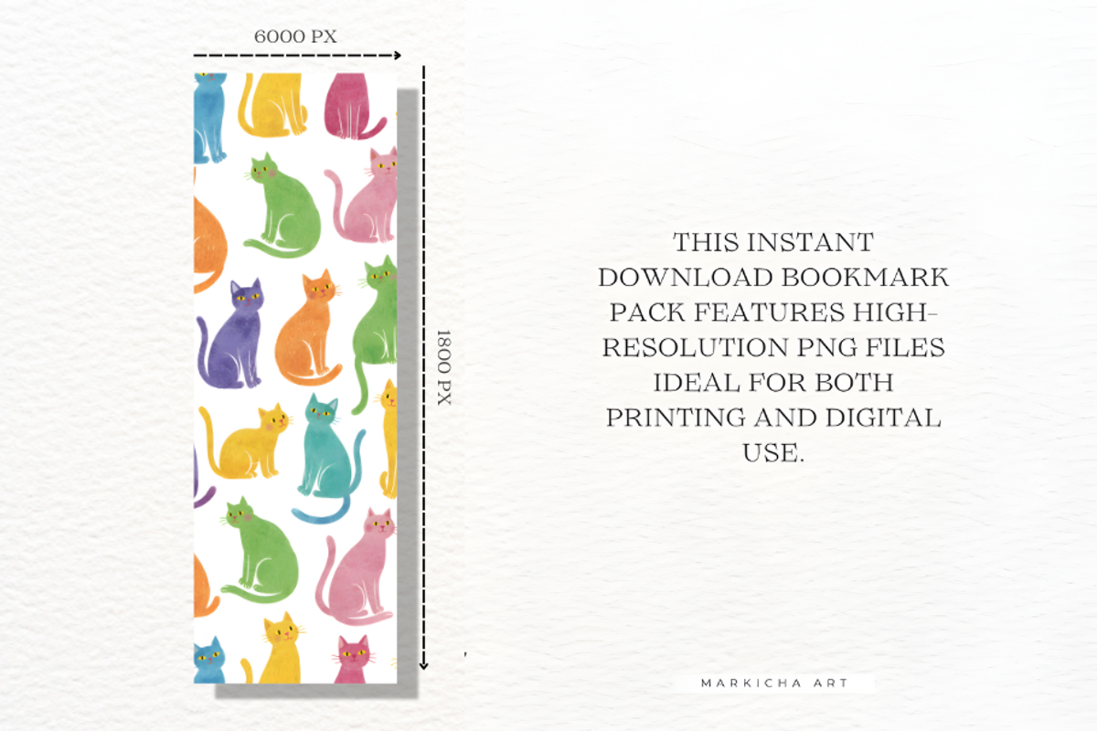 Whimsy Cats Bookmarks Png Bundle, an Animal Illustration by Markicha Art (Photo 6 of 12)