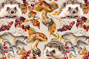 Mushroom seamless pattern, a Pattern Graphic by Elona Laff (Thumbnail 3 of 4)