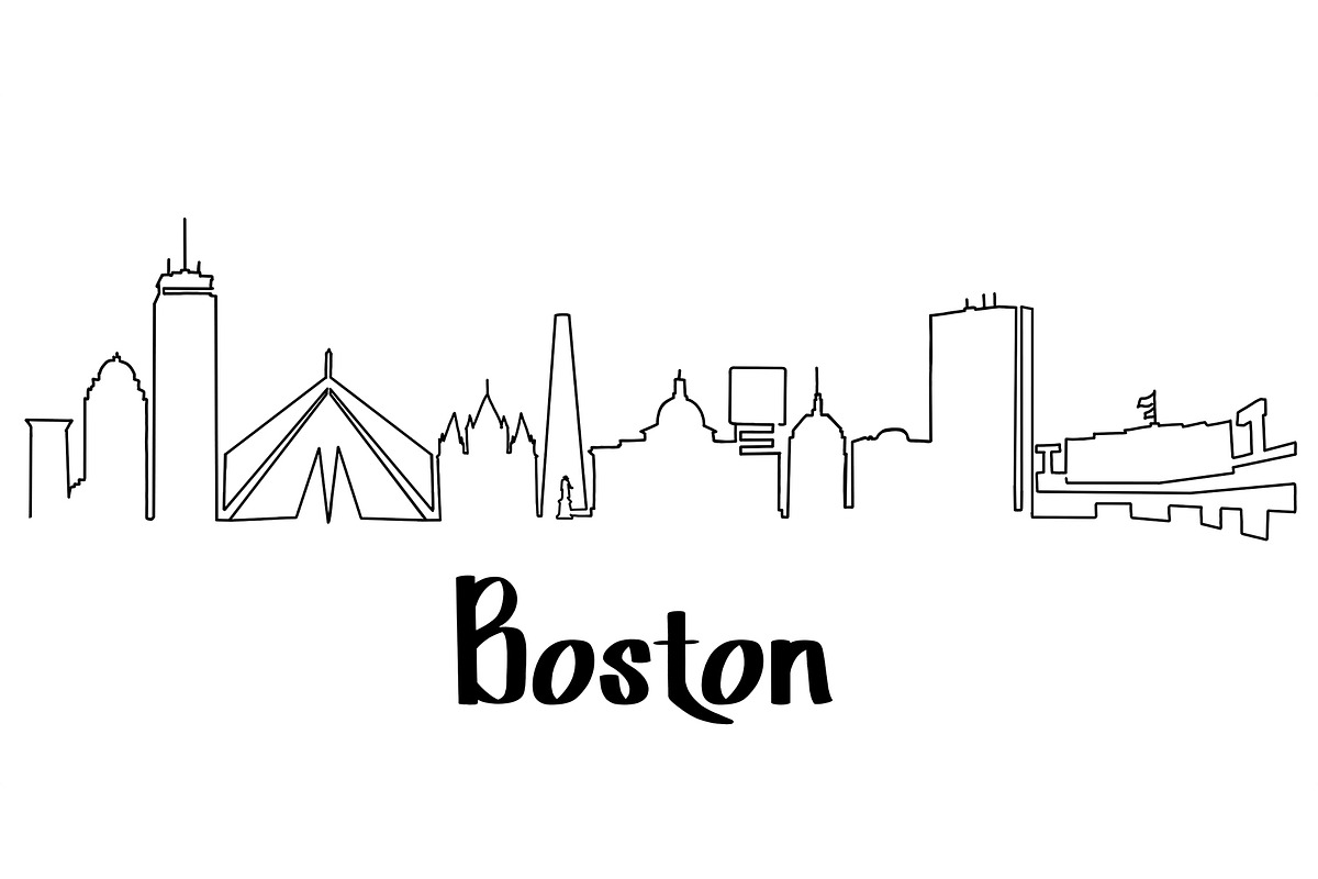 Boston Skyline Line Drawing, a Work Illustration by PageLightStudios (Photo 2 of 2)
