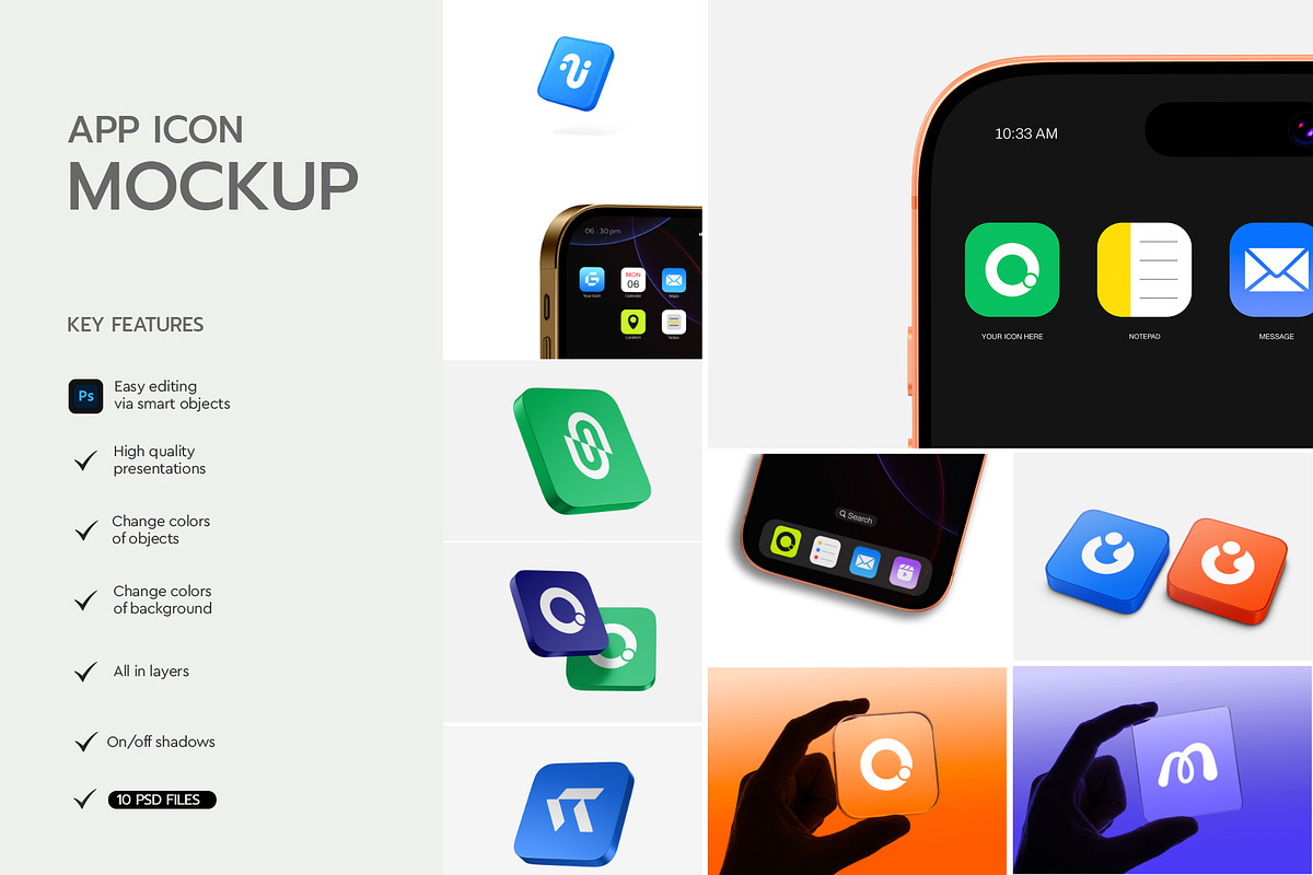 Premium App Icon Mockup Bundle, an iPhone Mockup by graphypix (Photo 3 of 14)