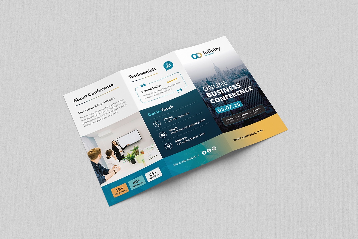 Conference Brochure Trifold, a Brochure Template by Creativity-Design (Photo 3 of 5)