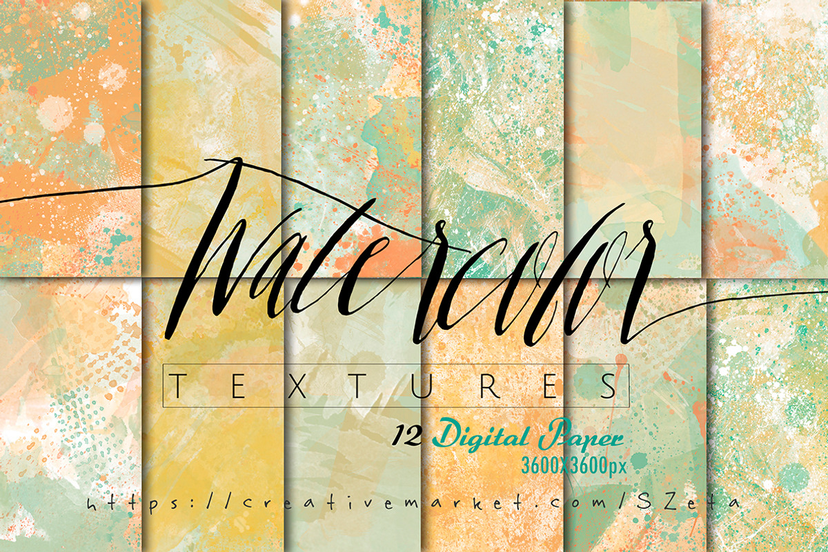 Watercolor, peach textures pack, a Texture Graphic by JAY MID IMAGE (Photo 2 of 3)