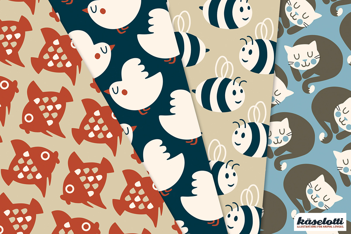 AnimalMinis Winter Paper and Clipart, a Pattern Graphic by kaeselotti (Photo 4 of 7)