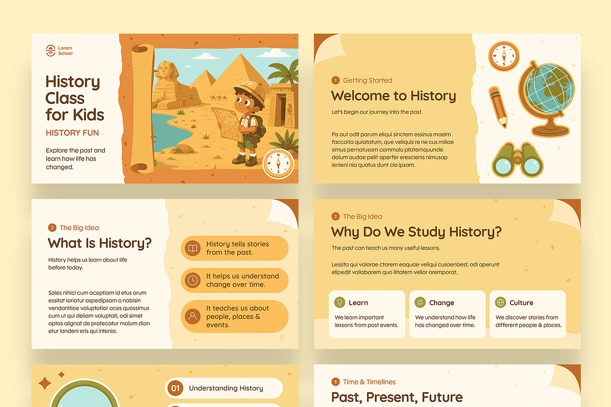 Kids History Class Presentation, a Presentation Template by BrandPacks