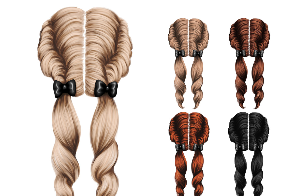 Hair clipart, Hair for little girls, an Illustration by Elenbushe (Photo 8 of 9)