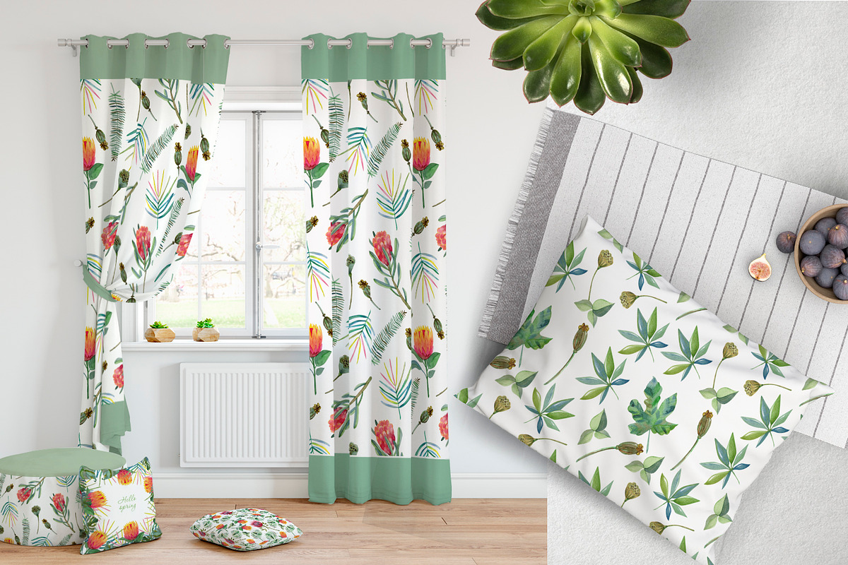 Watercolor Protea set, a Decorative Illustration by annasokol_ (Photo 6 of 8)