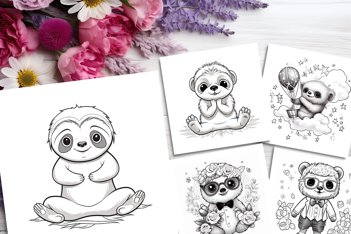 Sloth Coloring Pages for Kids, a Business Card Template by LA Design (Photo 7 of 9)