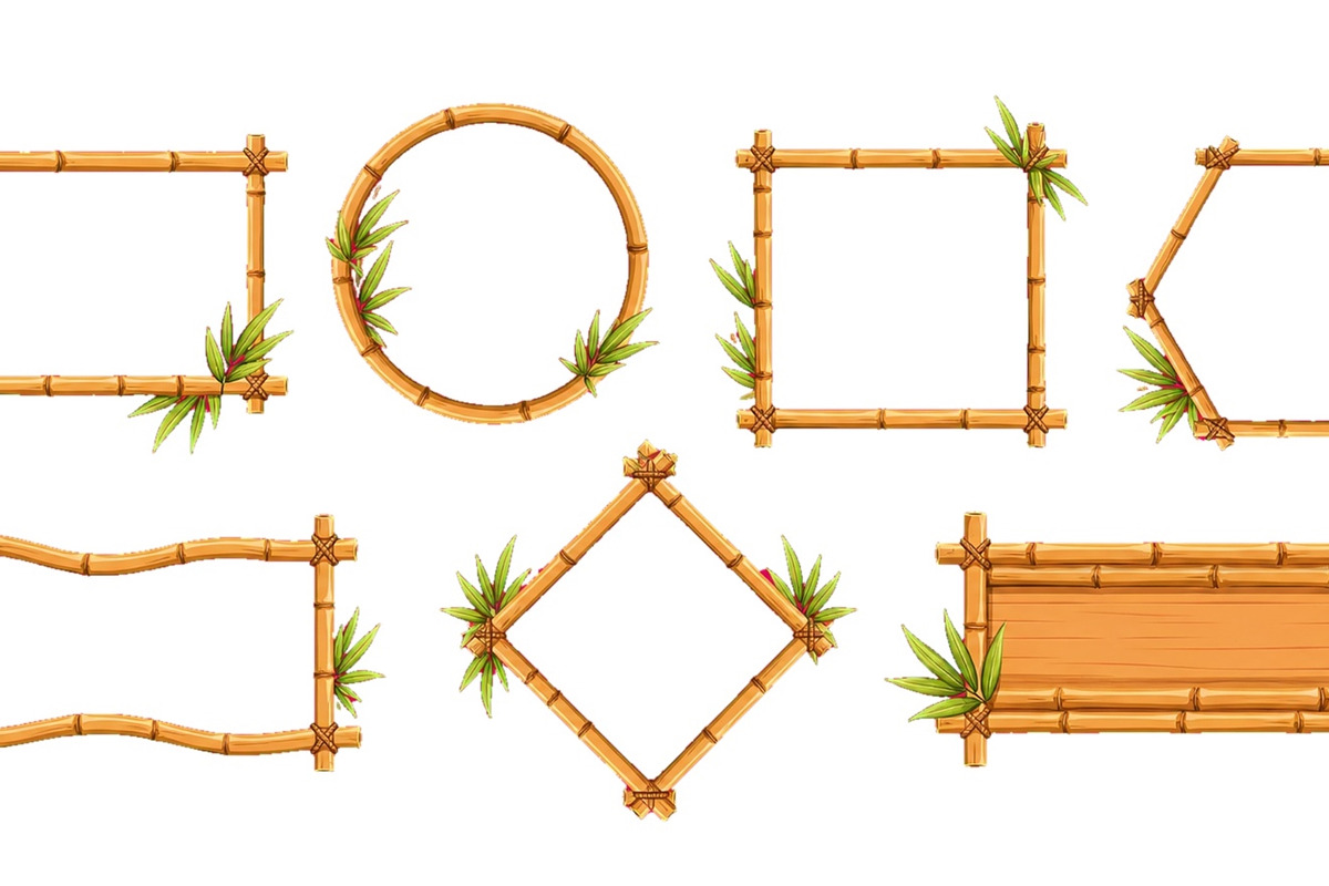 Set of bamboo frames with tropical, an Object Illustration by ZinetroN (Photo 2 of 3)