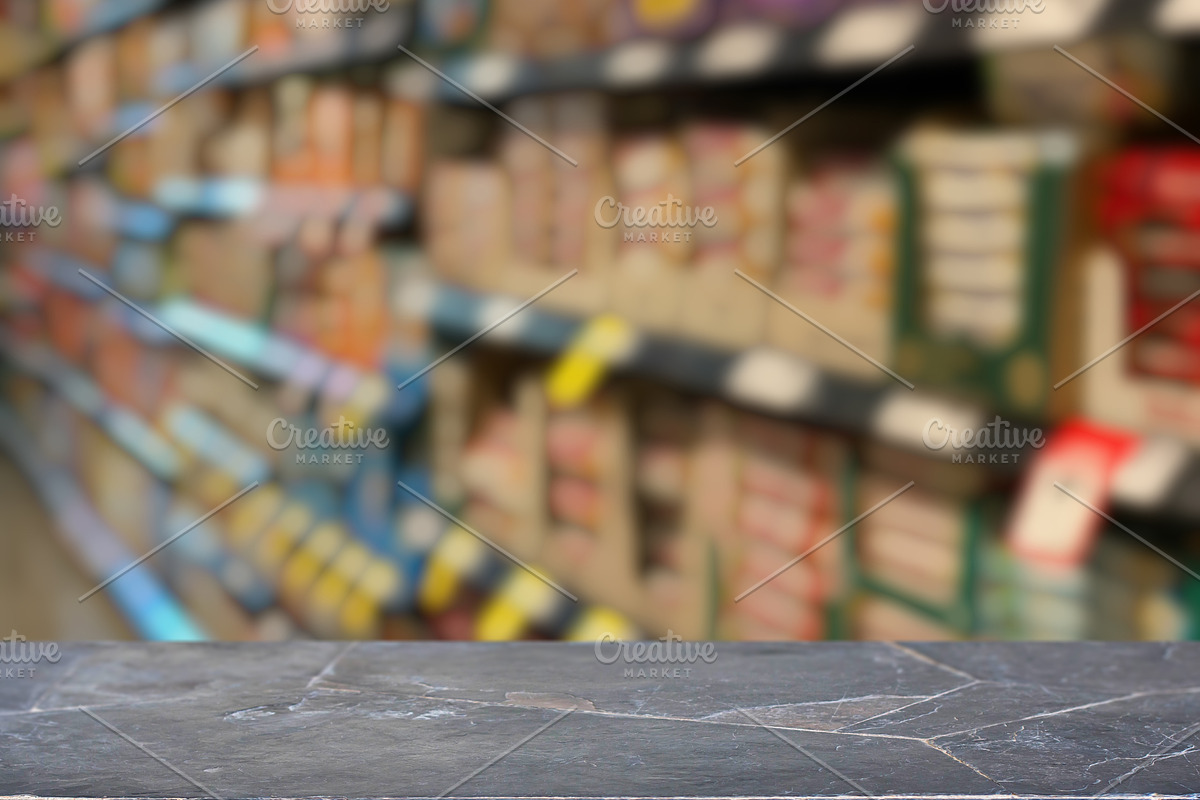 Grocery Store Shelves with Wooden Ta, a Food & Drink Photo by idea_design (Photo 2 of 10)