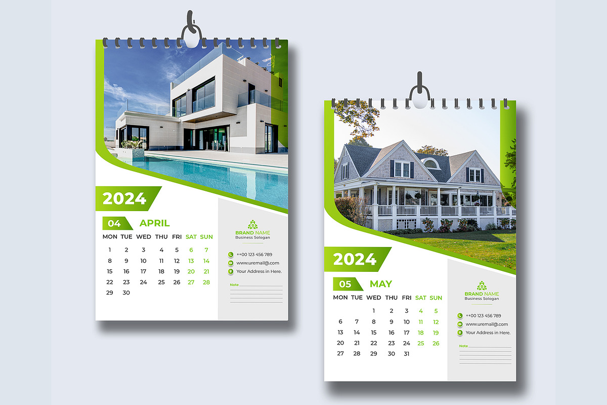 12-page wall calendar 2024, a Templates & Theme by pixelcreatx (Photo 3 of 7)