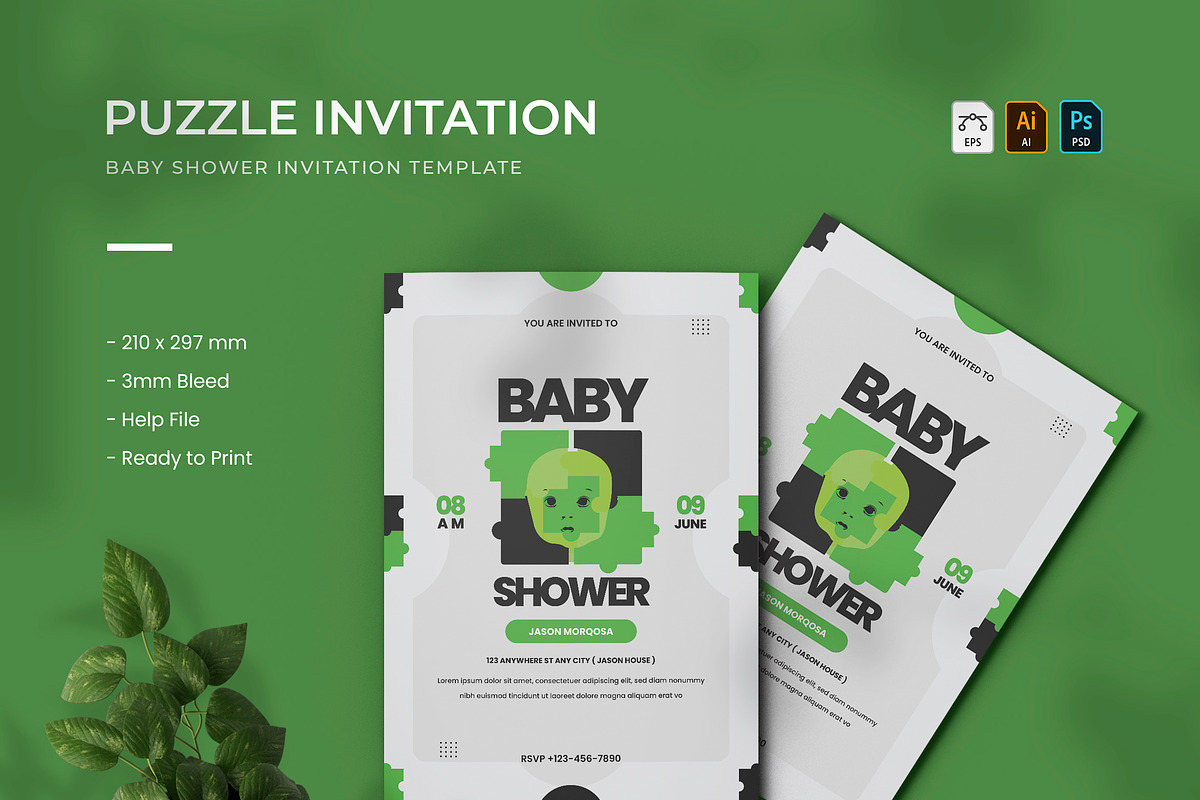 Puzzle - Baby Shower Invitation, a Print Template by VUNIRA (Photo 1 of 2)